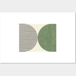 Half Circle Stripes - Green Black Posters and Art